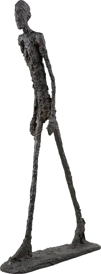 Elongated standing figure sculpture