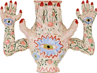 Ceramic vessel with four hands