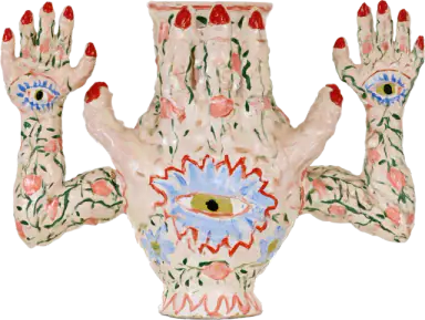 Ceramic vessel with four hands, 2025