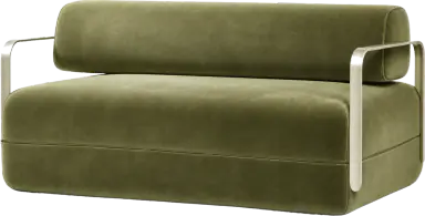 Two-seat sofa in moss velvet
