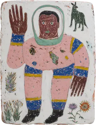 Painted plaster relief Say Hi by Tomás Ibarra, 2023